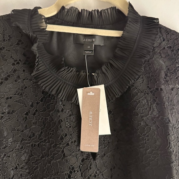 NWT J. Crew Sleeveless Lace Ruffle Neck Top in Black, size: M - Picture 3 of 5